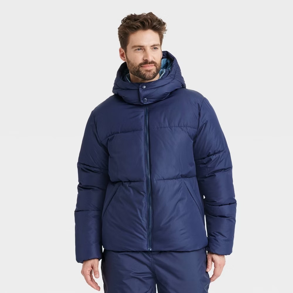 Men's Heavy Puffer Jacket by All In Motion Navy Size XL New With Tags